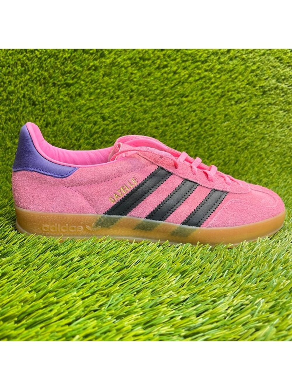 adidas Gazelle Pink with Black Stripes and Gum Sole